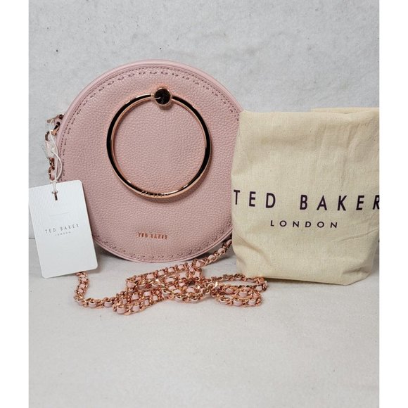 Ted Baker Maddie Stab Stitch Circle Leather Womens Light Pink Crossbody Bag NWT - Picture 2 of 11